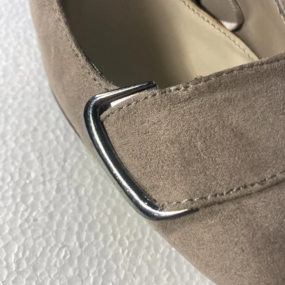Croft & Barrow Taupe Suede pomp buckle detail vintage inspired office comfort
